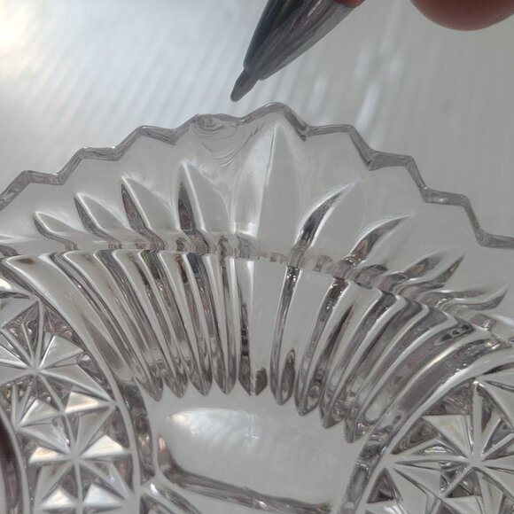 HOFBAUER  Byrdes Lead Crystal Glass Serving Bowl Germany RUBY Cut BIRD 7" Wide - Picture 7 of 7